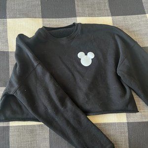 Mickey logo cropped black sweatshirt